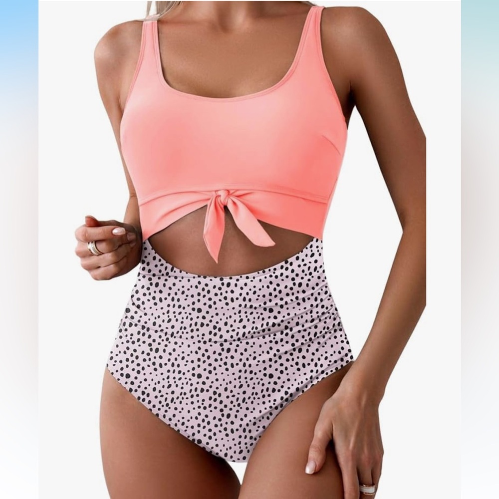 Pink + Black + White One Piece Swimsuit | XL‎ | NWT